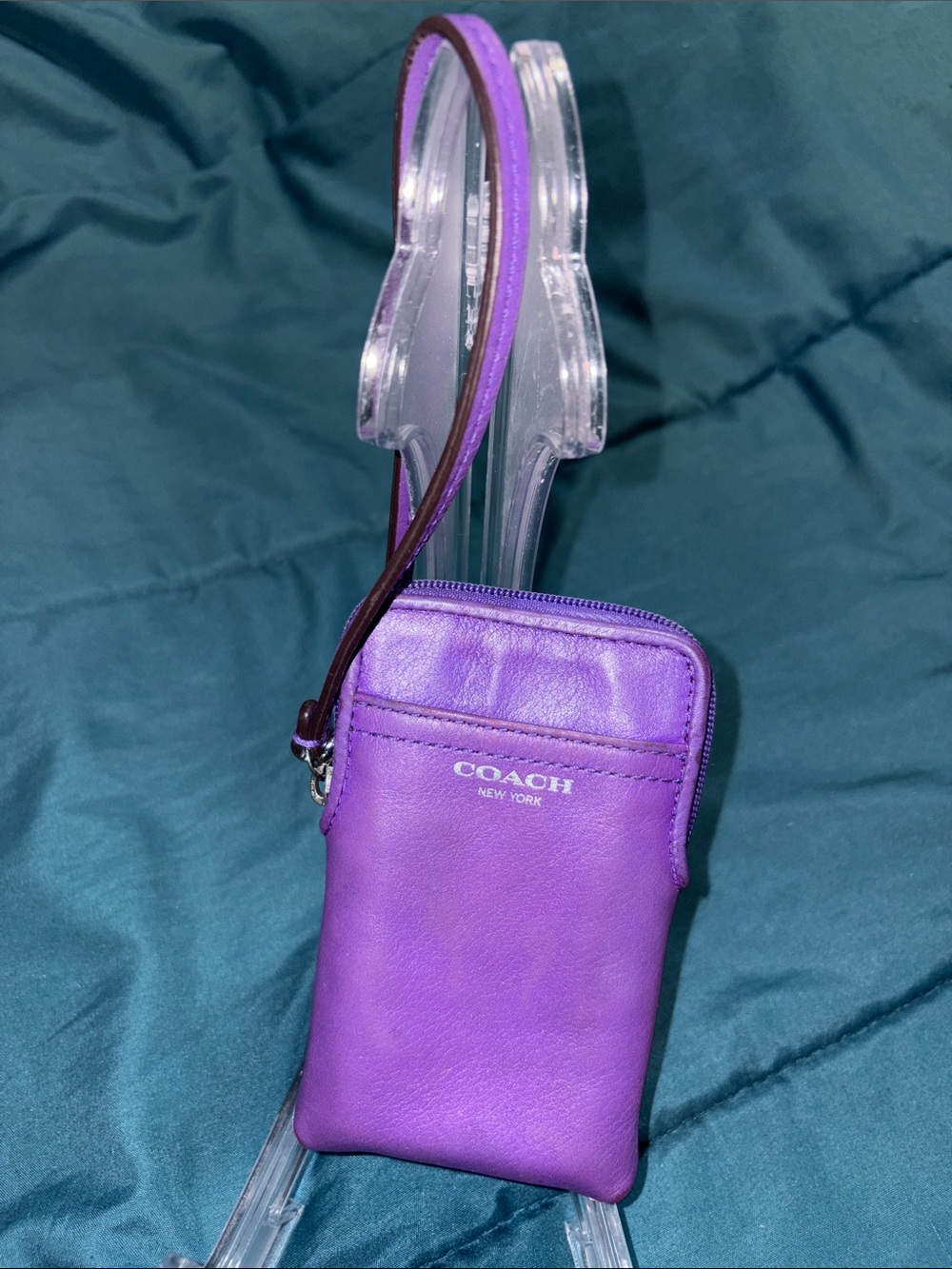 Coach Purple Leather Wristlet Phone Bag